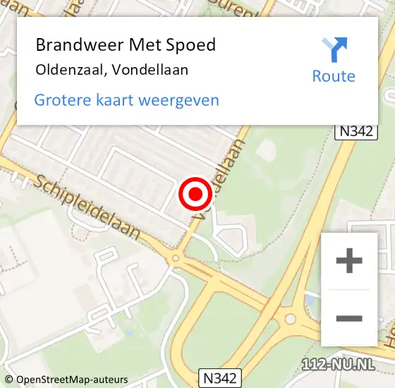 Locatie op kaart van de 112 melding: Brandweer Met Spoed Naar Oldenzaal, Vondellaan op 3 oktober 2022 13:52