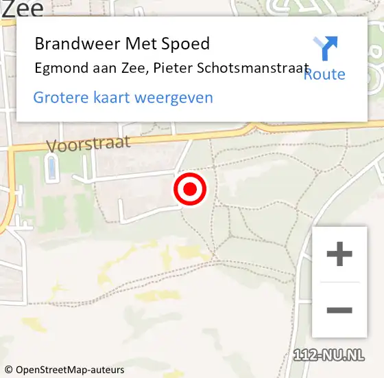 Locatie op kaart van de 112 melding: Brandweer Met Spoed Naar Egmond aan Zee, Pieter Schotsmanstraat op 3 oktober 2022 14:15