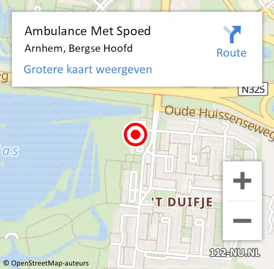 Locatie op kaart van de 112 melding: Ambulance Met Spoed Naar Arnhem, Bergse Hoofd op 3 oktober 2022 14:42