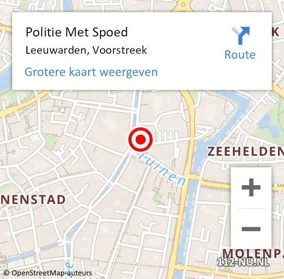 Locatie op kaart van de 112 melding: Politie Met Spoed Naar Leeuwarden, Voorstreek op 3 oktober 2022 14:49