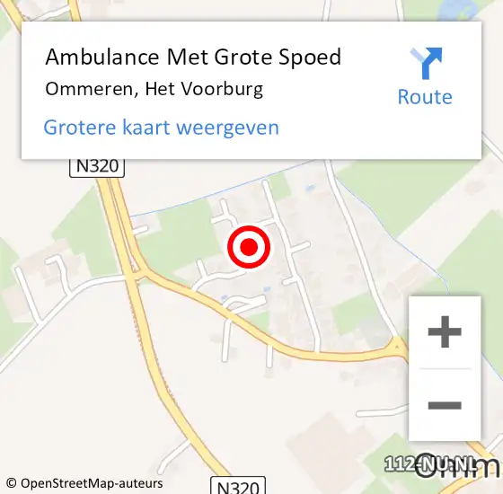 Locatie op kaart van de 112 melding: Ambulance Met Grote Spoed Naar Ommeren, Het Voorburg op 3 oktober 2022 14:50