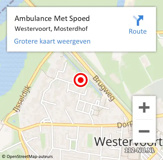 Locatie op kaart van de 112 melding: Ambulance Met Spoed Naar Westervoort, Mosterdhof op 3 oktober 2022 14:57