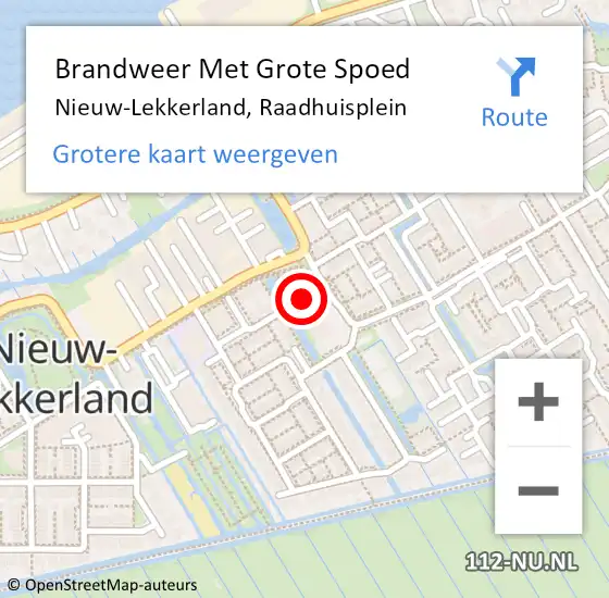 Locatie op kaart van de 112 melding: Brandweer Met Grote Spoed Naar Nieuw-Lekkerland, Raadhuisplein op 3 oktober 2022 14:58