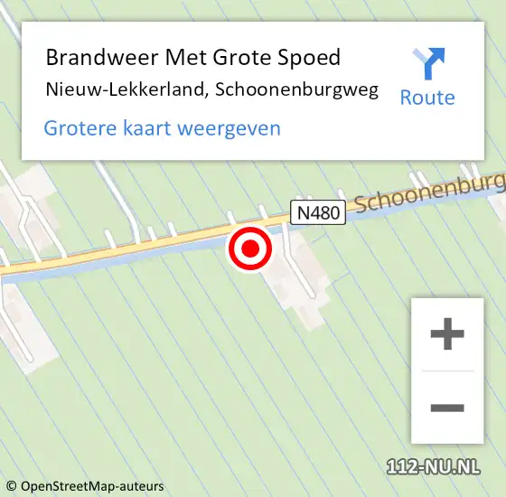 Locatie op kaart van de 112 melding: Brandweer Met Grote Spoed Naar Nieuw-Lekkerland, Schoonenburgweg op 3 oktober 2022 15:02