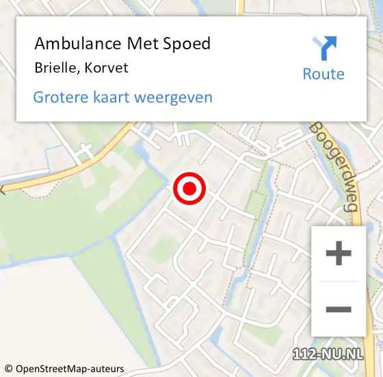 Locatie op kaart van de 112 melding: Ambulance Met Spoed Naar Brielle, Korvet op 3 oktober 2022 15:14