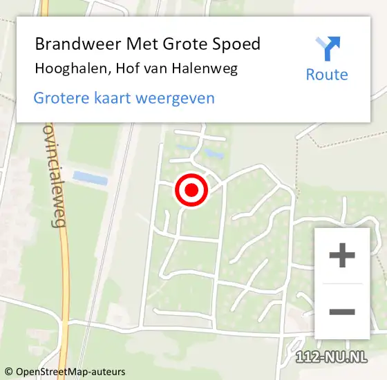 Locatie op kaart van de 112 melding: Brandweer Met Grote Spoed Naar Hooghalen, Hof van Halenweg op 3 oktober 2022 15:24