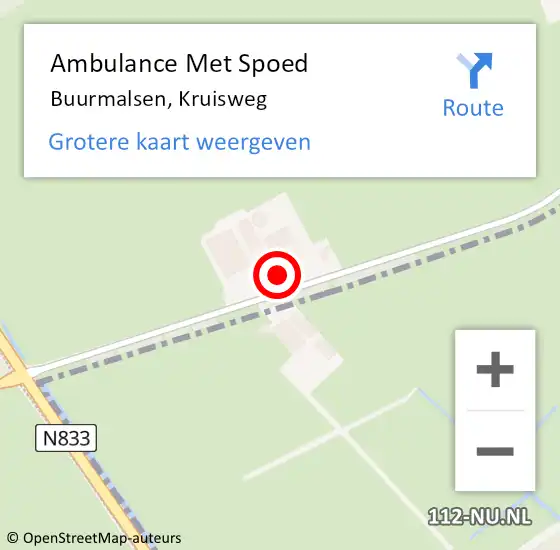 Locatie op kaart van de 112 melding: Ambulance Met Spoed Naar Buurmalsen, Kruisweg op 3 oktober 2022 15:28