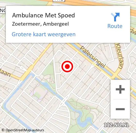 Locatie op kaart van de 112 melding: Ambulance Met Spoed Naar Zoetermeer, Ambergeel op 3 oktober 2022 15:35