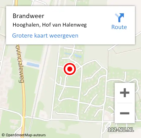 Locatie op kaart van de 112 melding: Brandweer Hooghalen, Hof van Halenweg op 3 oktober 2022 15:37