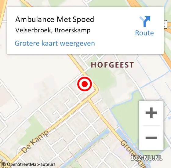 Locatie op kaart van de 112 melding: Ambulance Met Spoed Naar Velserbroek, Broerskamp op 3 oktober 2022 15:41