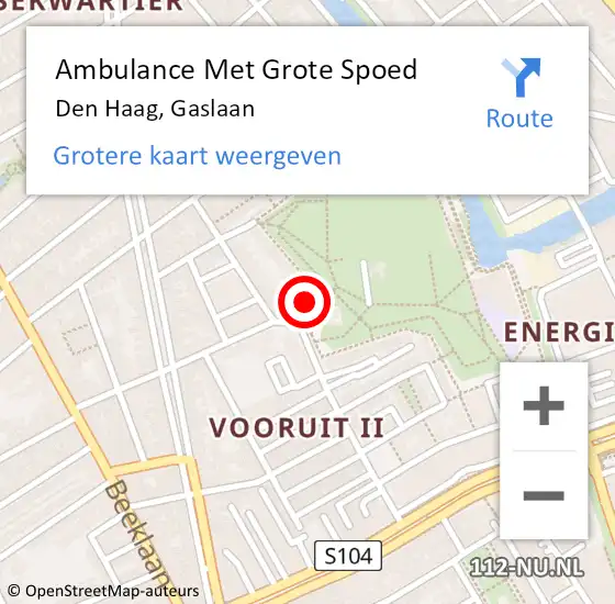 Locatie op kaart van de 112 melding: Ambulance Met Grote Spoed Naar Den Haag, Gaslaan op 3 oktober 2022 16:02