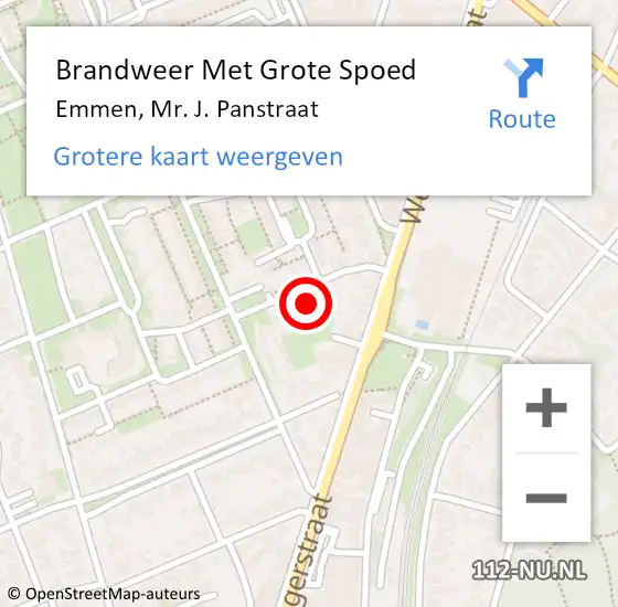 Locatie op kaart van de 112 melding: Brandweer Met Grote Spoed Naar Emmen, Mr. J. Panstraat op 3 oktober 2022 16:15