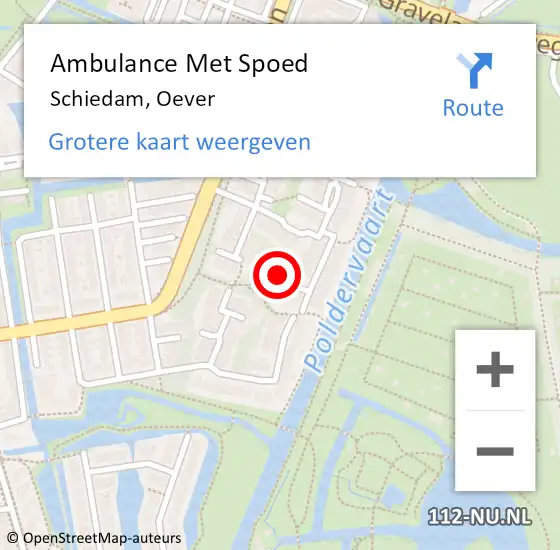 Locatie op kaart van de 112 melding: Ambulance Met Spoed Naar Schiedam, Oever op 3 oktober 2022 16:23