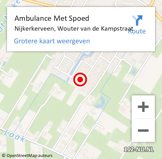 Locatie op kaart van de 112 melding: Ambulance Met Spoed Naar Nijkerkerveen, Wouter van de Kampstraat op 3 oktober 2022 16:27