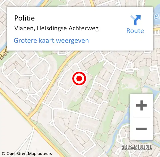 Locatie op kaart van de 112 melding: Politie Vianen, Helsdingse Achterweg op 3 oktober 2022 16:37