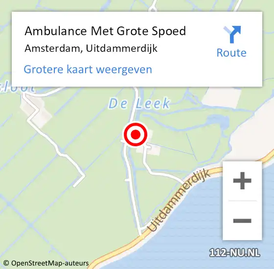 Locatie op kaart van de 112 melding: Ambulance Met Grote Spoed Naar Amsterdam, Uitdammerdijk op 3 oktober 2022 16:47