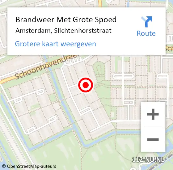 Locatie op kaart van de 112 melding: Brandweer Met Grote Spoed Naar Amsterdam-Zuidoost, Slichtenhorststraat op 3 oktober 2022 16:54