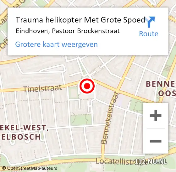 Locatie op kaart van de 112 melding: Trauma helikopter Met Grote Spoed Naar Eindhoven, Pastoor Brockenstraat op 3 oktober 2022 17:00