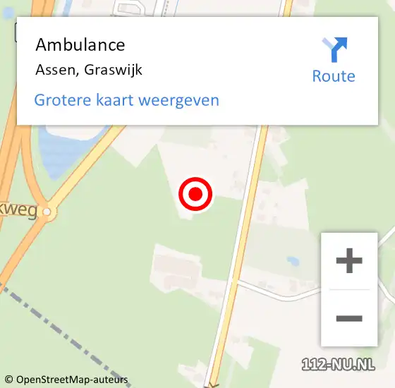 Locatie op kaart van de 112 melding: Ambulance Assen, Graswijk op 3 oktober 2022 17:02