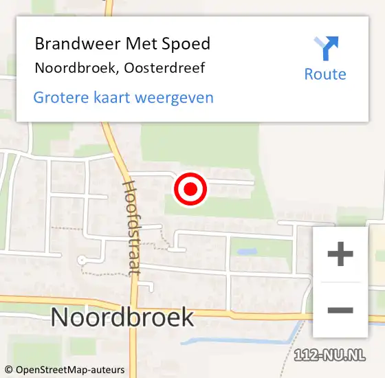 Locatie op kaart van de 112 melding: Brandweer Met Spoed Naar Noordbroek, Oosterdreef op 3 oktober 2022 17:14