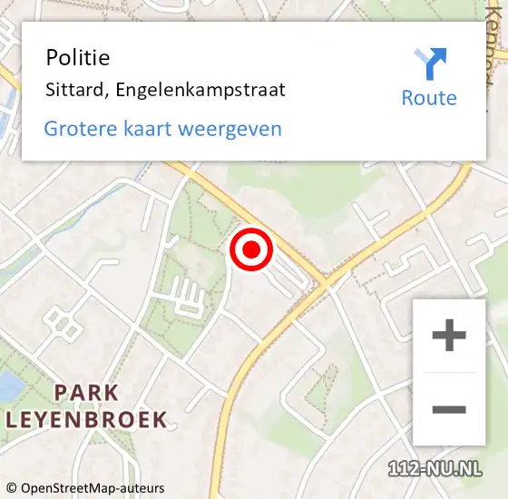 Locatie op kaart van de 112 melding: Politie Sittard, Engelenkampstraat op 3 oktober 2022 17:24