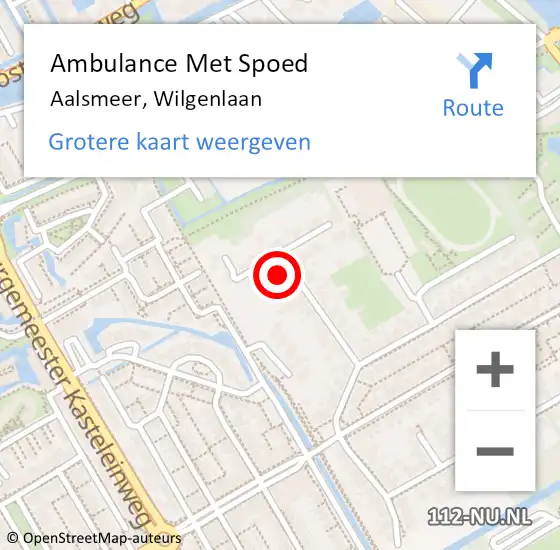 Locatie op kaart van de 112 melding: Ambulance Met Spoed Naar Aalsmeer, Wilgenlaan op 3 oktober 2022 17:58