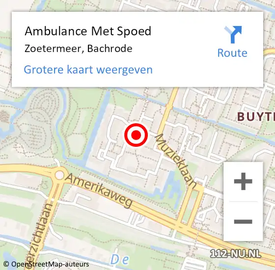 Locatie op kaart van de 112 melding: Ambulance Met Spoed Naar Zoetermeer, Bachrode op 3 oktober 2022 18:20