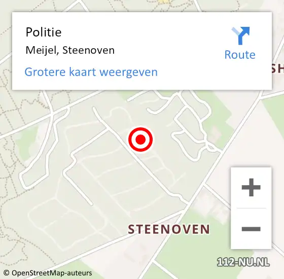 Locatie op kaart van de 112 melding: Politie Meijel, Steenoven op 3 oktober 2022 18:32