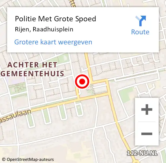 Locatie op kaart van de 112 melding: Politie Met Grote Spoed Naar Rijen, Raadhuisplein op 3 oktober 2022 18:41