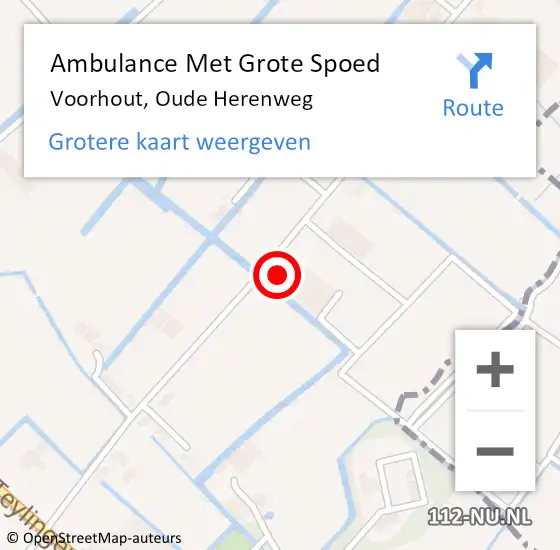 Locatie op kaart van de 112 melding: Ambulance Met Grote Spoed Naar Voorhout, Oude Herenweg op 3 oktober 2022 18:42