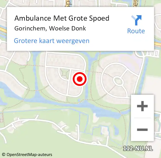 Locatie op kaart van de 112 melding: Ambulance Met Grote Spoed Naar Gorinchem, Woelse Donk op 3 oktober 2022 19:23