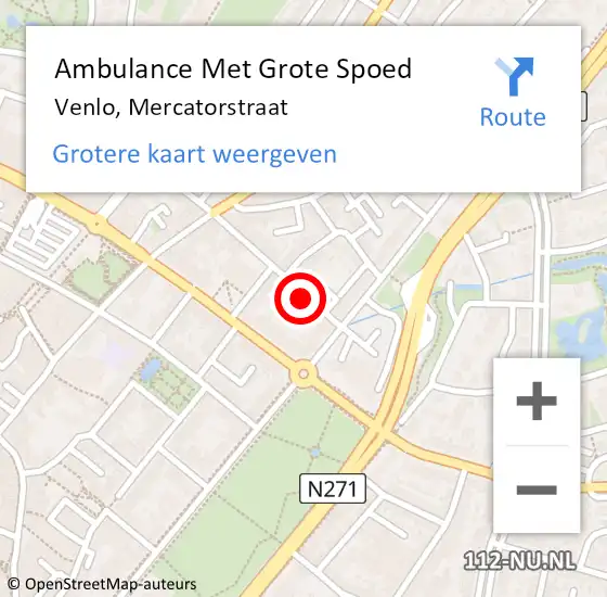 Locatie op kaart van de 112 melding: Ambulance Met Grote Spoed Naar Venlo, Mercatorstraat op 3 oktober 2022 19:29
