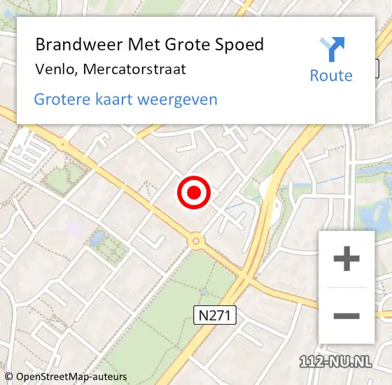 Locatie op kaart van de 112 melding: Brandweer Met Grote Spoed Naar Venlo, Mercatorstraat op 3 oktober 2022 19:39