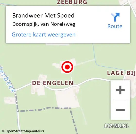 Locatie op kaart van de 112 melding: Brandweer Met Spoed Naar Doornspijk, van Norelsweg op 3 oktober 2022 19:46