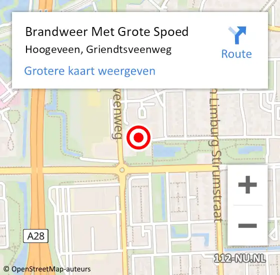 Locatie op kaart van de 112 melding: Brandweer Met Grote Spoed Naar Hoogeveen, Griendtsveenweg op 3 oktober 2022 20:04