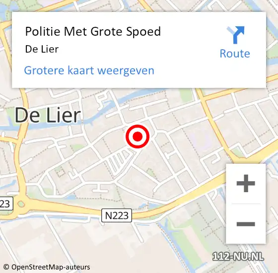 Locatie op kaart van de 112 melding: Politie Met Grote Spoed Naar De Lier op 3 oktober 2022 20:31