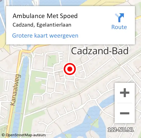 Locatie op kaart van de 112 melding: Ambulance Met Spoed Naar Cadzand, Egelantierlaan op 31 juli 2014 11:10