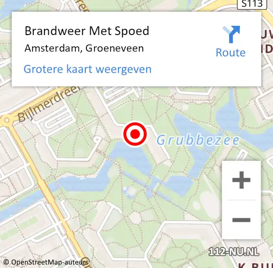 Locatie op kaart van de 112 melding: Brandweer Met Spoed Naar Amsterdam-Zuidoost, Groeneveen op 3 oktober 2022 20:34