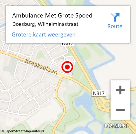 Locatie op kaart van de 112 melding: Ambulance Met Grote Spoed Naar Doesburg, Wilhelminastraat op 3 oktober 2022 20:37