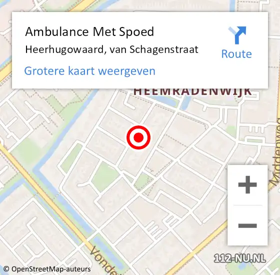 Locatie op kaart van de 112 melding: Ambulance Met Spoed Naar Heerhugowaard, van Schagenstraat op 3 oktober 2022 20:43