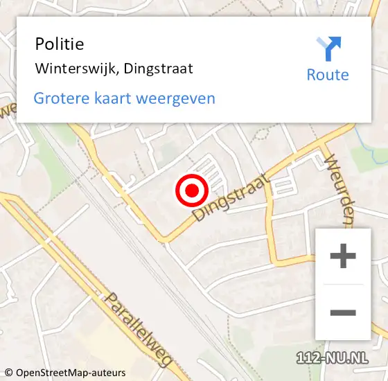 Locatie op kaart van de 112 melding: Politie Winterswijk, Dingstraat op 3 oktober 2022 20:46