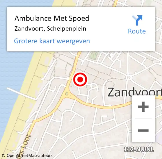 Locatie op kaart van de 112 melding: Ambulance Met Spoed Naar Zandvoort, Schelpenplein op 3 oktober 2022 20:50