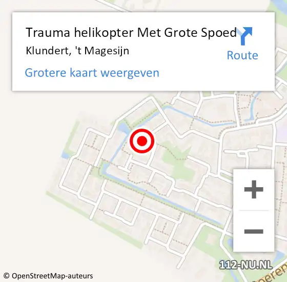Locatie op kaart van de 112 melding: Trauma helikopter Met Grote Spoed Naar Klundert, 't Magesijn op 3 oktober 2022 20:54