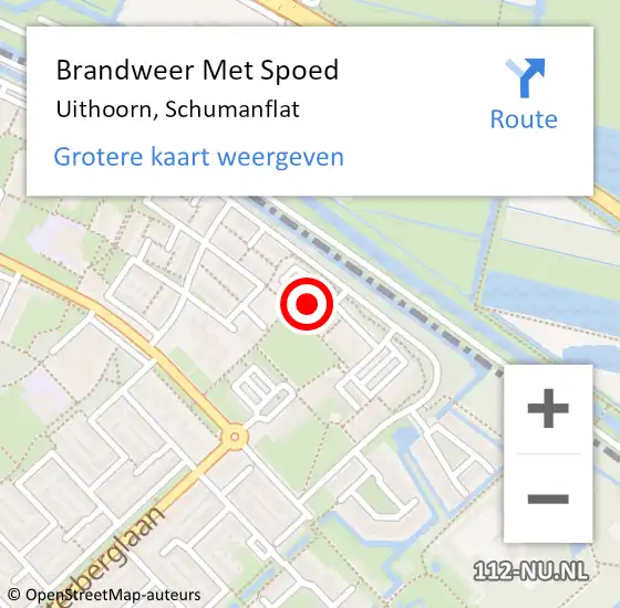 Locatie op kaart van de 112 melding: Brandweer Met Spoed Naar Uithoorn, Schumanflat op 3 oktober 2022 21:03