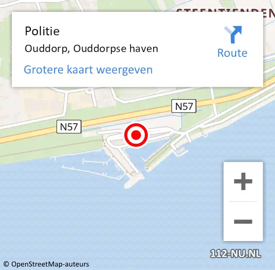 Locatie op kaart van de 112 melding: Politie Ouddorp, Ouddorpse haven op 3 oktober 2022 21:07
