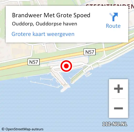 Locatie op kaart van de 112 melding: Brandweer Met Grote Spoed Naar Ouddorp, Ouddorpse haven op 3 oktober 2022 21:07