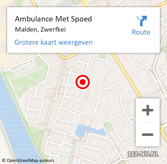 Locatie op kaart van de 112 melding: Ambulance Met Spoed Naar Malden, Zwerfkei op 3 oktober 2022 21:19