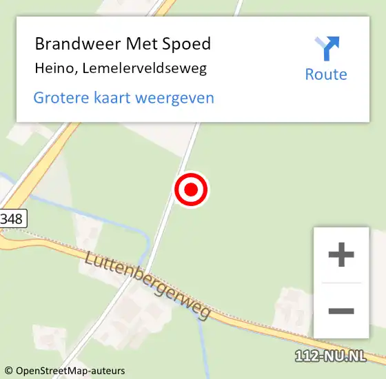 Locatie op kaart van de 112 melding: Brandweer Met Spoed Naar Heino, Lemelerveldseweg op 3 oktober 2022 21:20