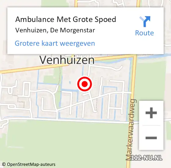 Locatie op kaart van de 112 melding: Ambulance Met Grote Spoed Naar Venhuizen, De Morgenstar op 3 oktober 2022 21:21