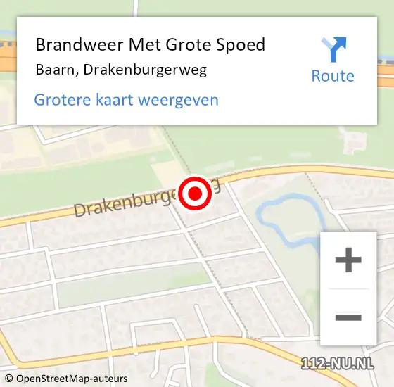 Locatie op kaart van de 112 melding: Brandweer Met Grote Spoed Naar Baarn, Drakenburgerweg op 3 oktober 2022 21:33